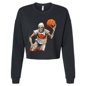 Basketball Skeleton Halloween ArtDunking Skeleton Cropped Pullover Crew