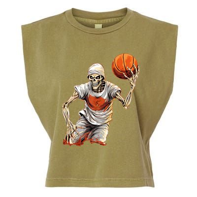 Basketball Skeleton Halloween ArtDunking Skeleton Garment-Dyed Women's Muscle Tee