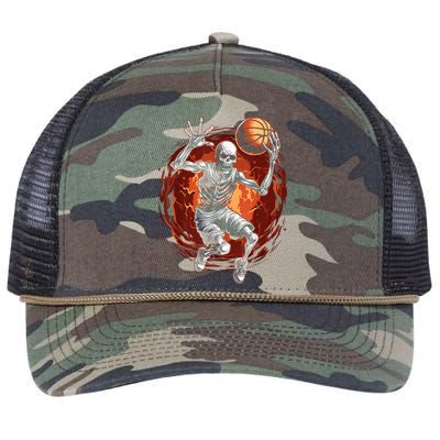 Basketball Skeleton Halloween ArtDunking Skeleton Retro Rope Trucker Hat Cap