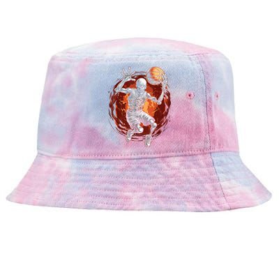 Basketball Skeleton Halloween ArtDunking Skeleton Tie-Dyed Bucket Hat