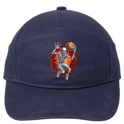 Basketball Skeleton Halloween ArtDunking Skeleton 7-Panel Snapback Hat