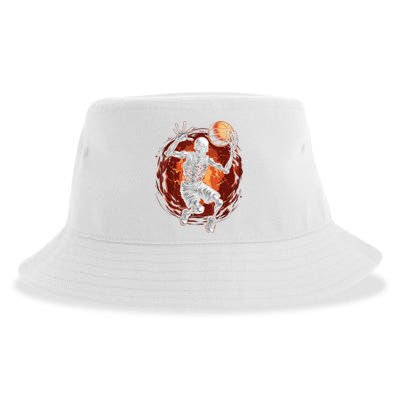 Basketball Skeleton Halloween ArtDunking Skeleton Sustainable Bucket Hat