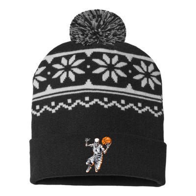 Basketball Skeleton Halloween ArtDunking Skeleton USA-Made Snowflake Beanie