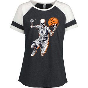 Basketball Skeleton Halloween ArtDunking Skeleton Enza Ladies Jersey Colorblock Tee