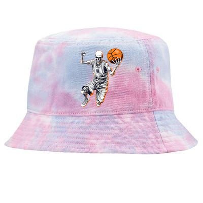 Basketball Skeleton Halloween ArtDunking Skeleton Tie-Dyed Bucket Hat