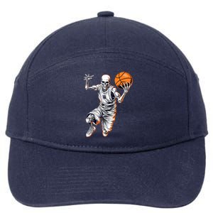 Basketball Skeleton Halloween ArtDunking Skeleton 7-Panel Snapback Hat