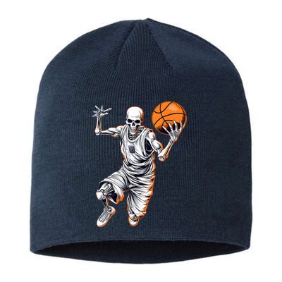 Basketball Skeleton Halloween ArtDunking Skeleton Sustainable Beanie