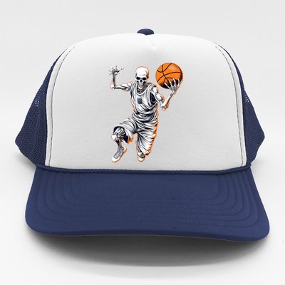 Basketball Skeleton Halloween ArtDunking Skeleton Trucker Hat