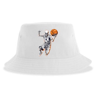 Basketball Skeleton Halloween ArtDunking Skeleton Sustainable Bucket Hat