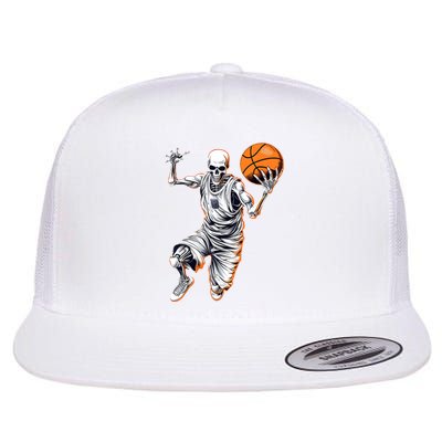 Basketball Skeleton Halloween ArtDunking Skeleton Flat Bill Trucker Hat