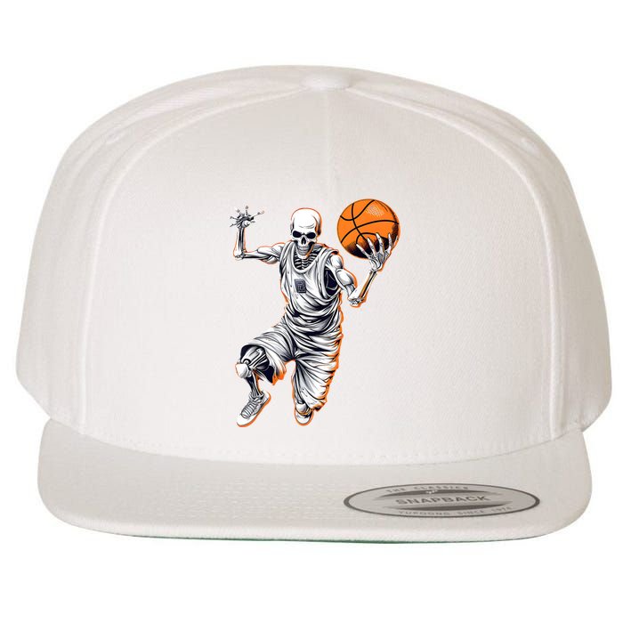 Basketball Skeleton Halloween ArtDunking Skeleton Wool Snapback Cap