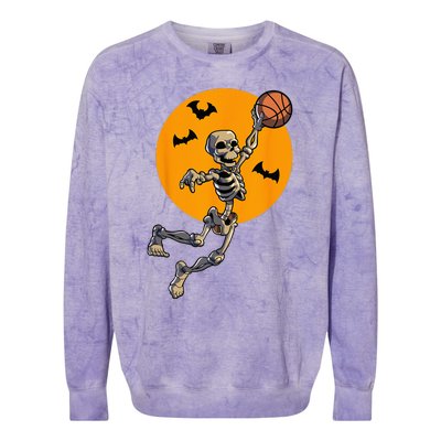 Basketball Skeleton Halloween Men Basketball Halloween Colorblast Crewneck Sweatshirt