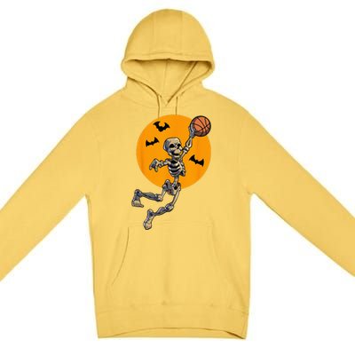 Basketball Skeleton Halloween Men Basketball Halloween Premium Pullover Hoodie