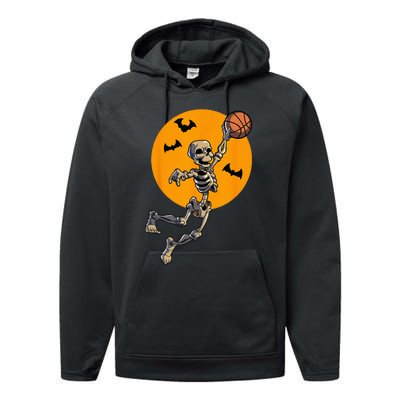 Basketball Skeleton Halloween Men Basketball Halloween Performance Fleece Hoodie