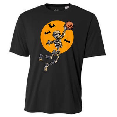 Basketball Skeleton Halloween Men Basketball Halloween Cooling Performance Crew T-Shirt