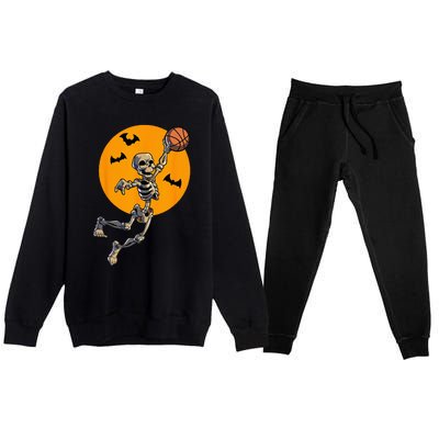 Basketball Skeleton Halloween Men Basketball Halloween Premium Crewneck Sweatsuit Set