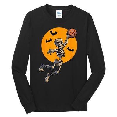 Basketball Skeleton Halloween Men Basketball Halloween Tall Long Sleeve T-Shirt