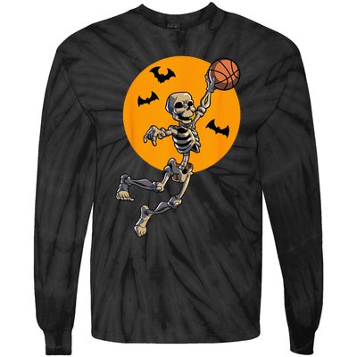 Basketball Skeleton Halloween Men Basketball Halloween Tie-Dye Long Sleeve Shirt