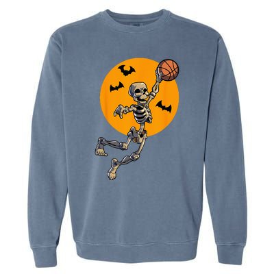 Basketball Skeleton Halloween Men Basketball Halloween Garment-Dyed Sweatshirt