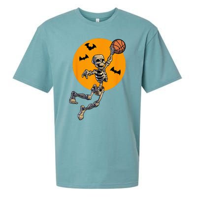 Basketball Skeleton Halloween Men Basketball Halloween Sueded Cloud Jersey T-Shirt