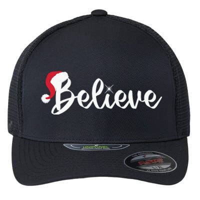 Believe Santa Hat Christmas Gift Flexfit Unipanel Trucker Cap