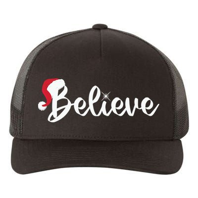 Believe Santa Hat Christmas Gift Yupoong Adult 5-Panel Trucker Hat