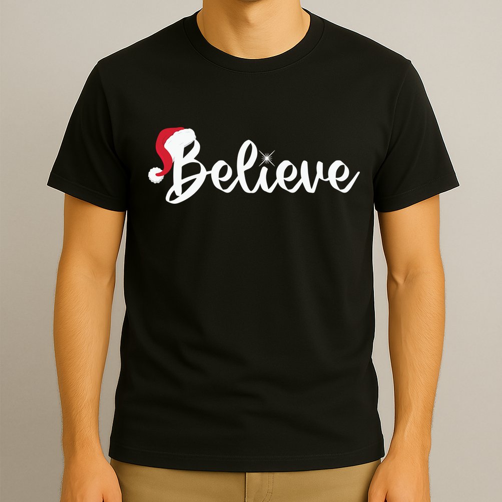 Believe Santa Hat Christmas Gift T-Shirt