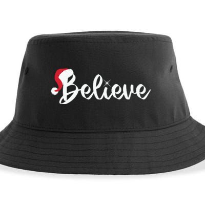 Believe Santa Hat Christmas Gift Sustainable Bucket Hat