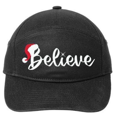 Believe Santa Hat Christmas Gift 7-Panel Snapback Hat