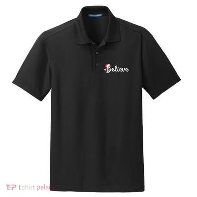 Believe Santa Hat Christmas Gift Dry Zone Grid Polo
