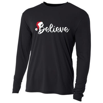 Believe Santa Hat Christmas Gift Cooling Performance Long Sleeve Crew