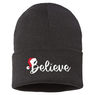 Believe Santa Hat Christmas Gift Sustainable Knit Beanie