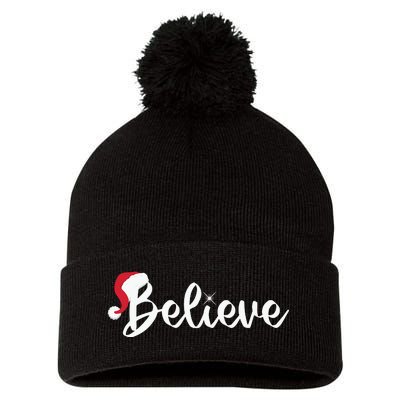 Believe Santa Hat Christmas Gift Pom Pom 12in Knit Beanie