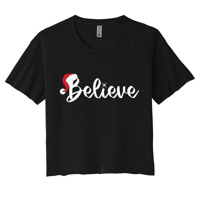 Believe Santa Hat Christmas Gift Crop Top