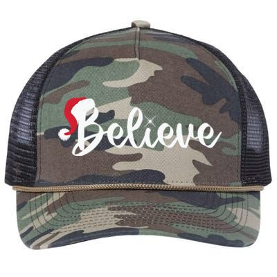 Believe Santa Hat Christmas Gift Retro Rope Trucker Hat Cap