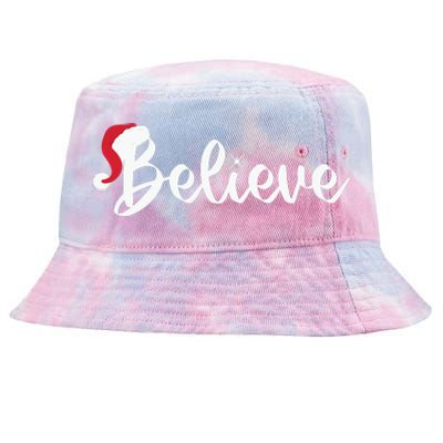 Believe Santa Hat Christmas Gift Tie-Dyed Bucket Hat