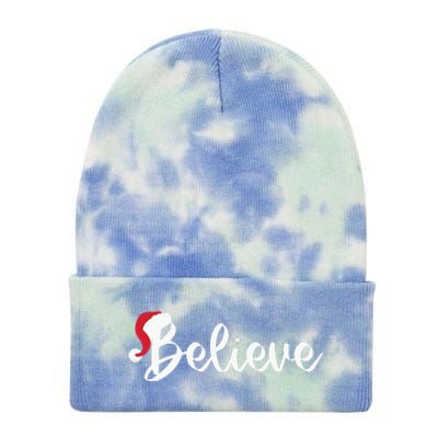 Believe Santa Hat Christmas Gift Tie Dye 12in Knit Beanie