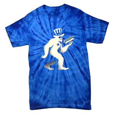 Bigfoot Sasquatch Holding Hotdog 4th Of July Gift Tie-Dye T-Shirt