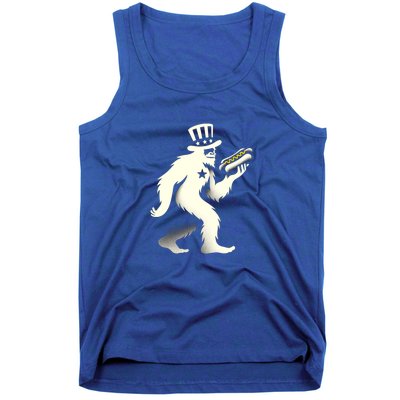 Bigfoot Sasquatch Holding Hotdog 4th Of July Gift Tank Top