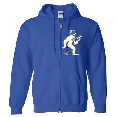 Bigfoot Sasquatch Holding Hotdog 4th Of July Gift Full Zip Hoodie