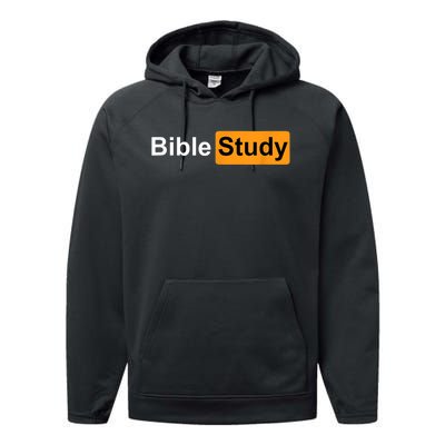 Bible Study Hub Logo Funny Sarcastic Adult Humor Performance Fleece Hoodie