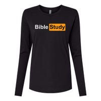 Bible Study Hub Logo Funny Sarcastic Adult Humor Womens Cotton Relaxed Long Sleeve T-Shirt