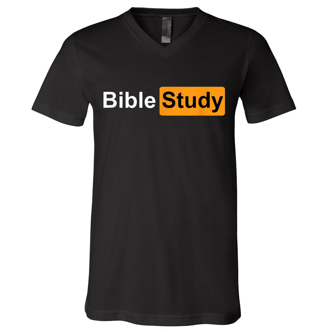 Bible Study Hub Logo Funny Sarcastic Adult Humor V-Neck T-Shirt