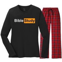 Bible Study Hub Logo Funny Sarcastic Adult Humor Women's Long Sleeve Flannel Pajama Set 