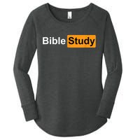 Bible Study Hub Logo Funny Sarcastic Adult Humor Women's Perfect Tri Tunic Long Sleeve Shirt