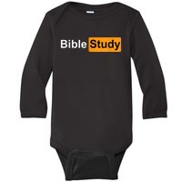 Bible Study Hub Logo Funny Sarcastic Adult Humor Baby Long Sleeve Bodysuit