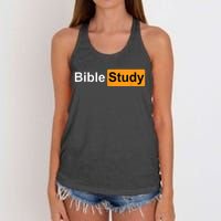 Bible Study Hub Logo Funny Sarcastic Adult Humor Women's Knotted Racerback Tank