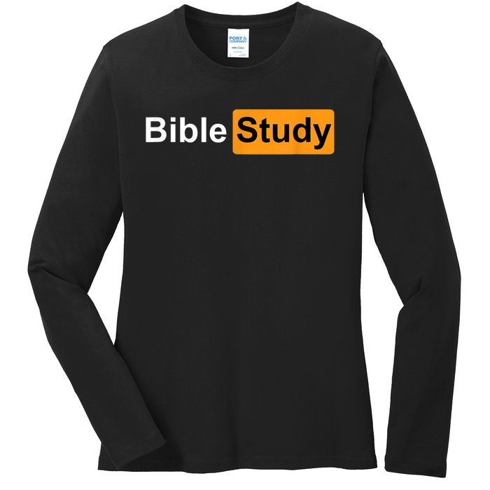 Bible Study Hub Logo Funny Sarcastic Adult Humor Ladies Long Sleeve Shirt