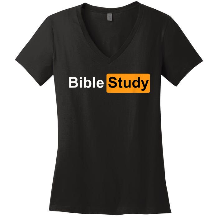 Bible Study Hub Logo Funny Sarcastic Adult Humor Women's V-Neck T-Shirt