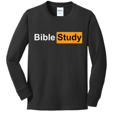 Bible Study Hub Logo Funny Sarcastic Adult Humor Kids Long Sleeve Shirt